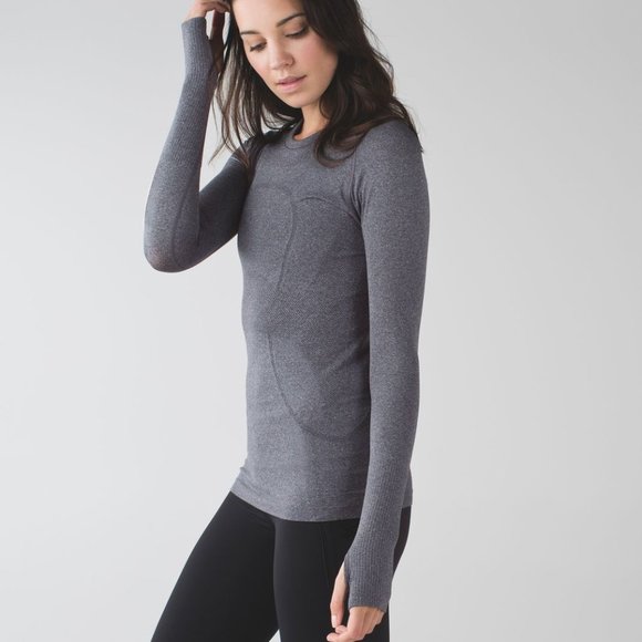 Lululemon Heathered Black Swiftly Tech Long Sleeve Size 12 - Picture 1 of 7